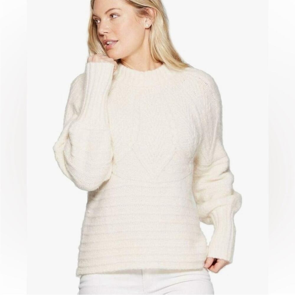 Universal Thread Ivory Puff Sleeve Sweater Crewneck Femme